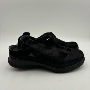 Drew Women’s 9WW Black Leather Strappy Smiles Sandals Flats